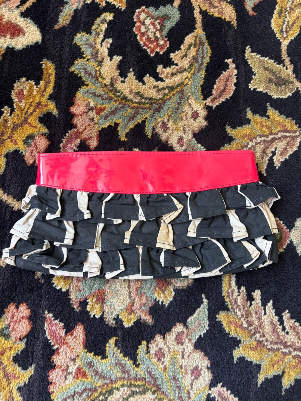 Mud Pie Black & Hot Pink Ruffle Clutch